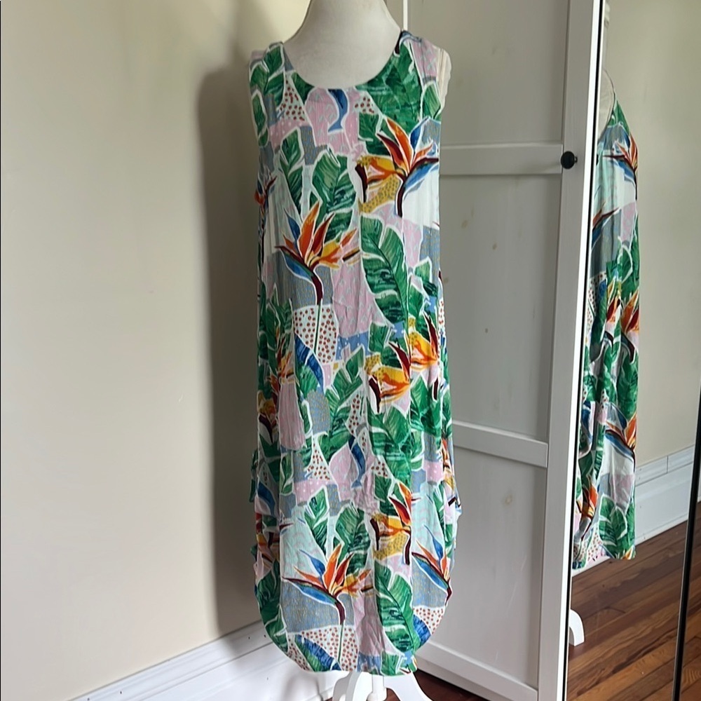 Kaktus Lightweight Orange and Green Patio Sundress in a Tropical Print
